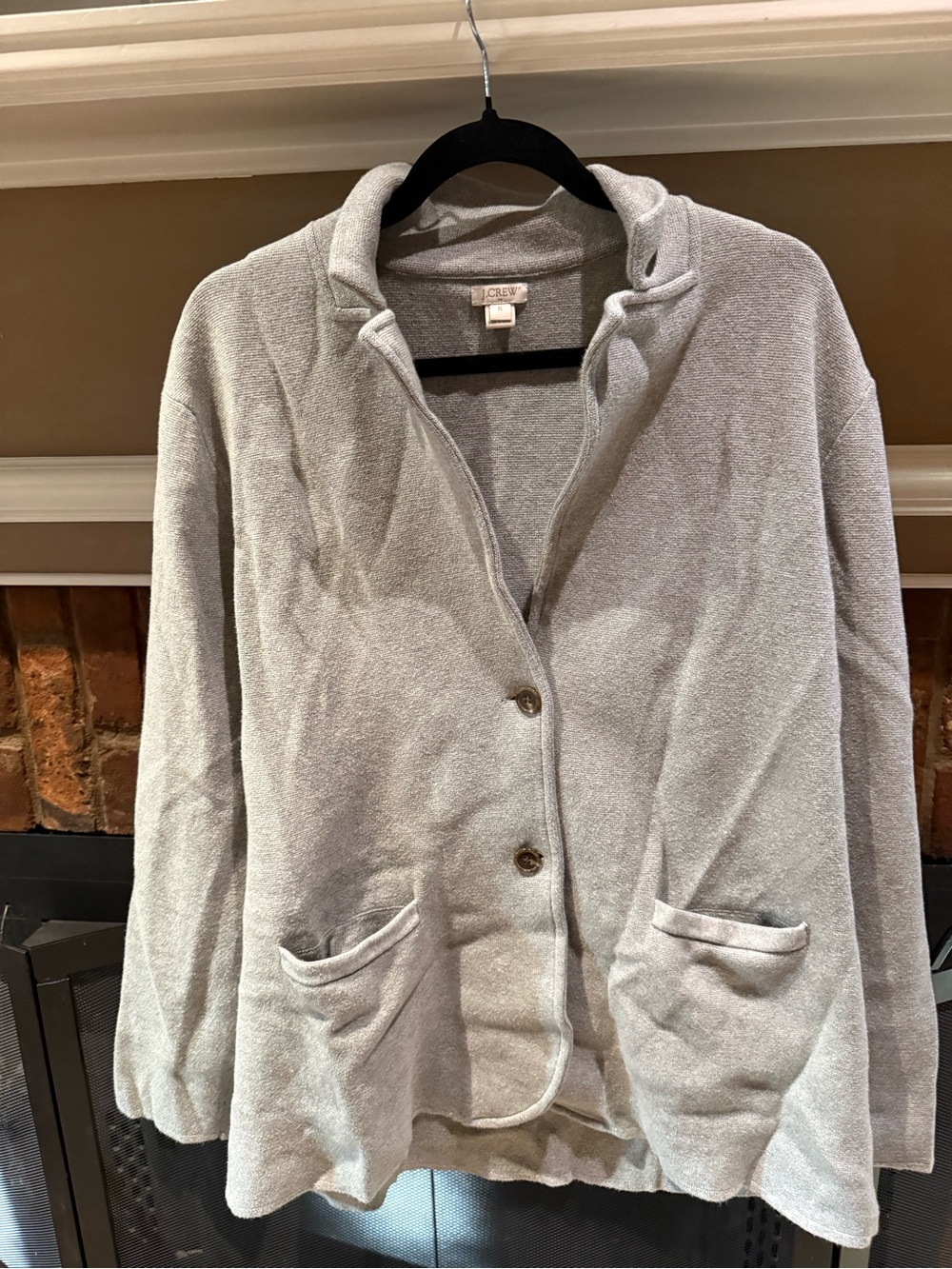 J.Crew Heather Gray Knit Button-Front Sweater Blazer Jacket - Size XL